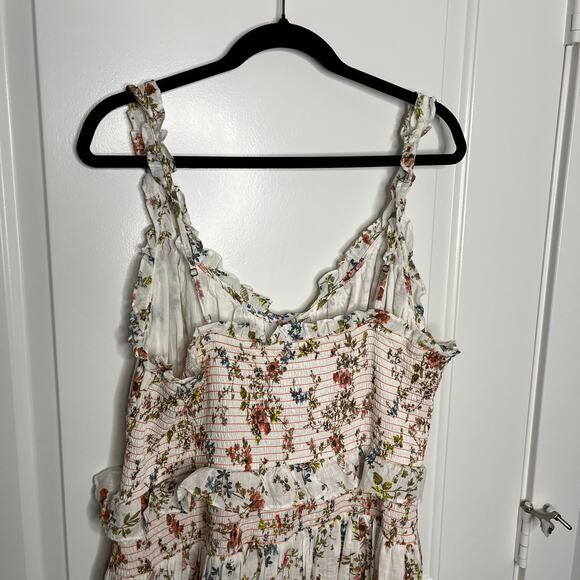Anthropologie Floral Midi Dress - Cream and Red - Picture 7 of 11